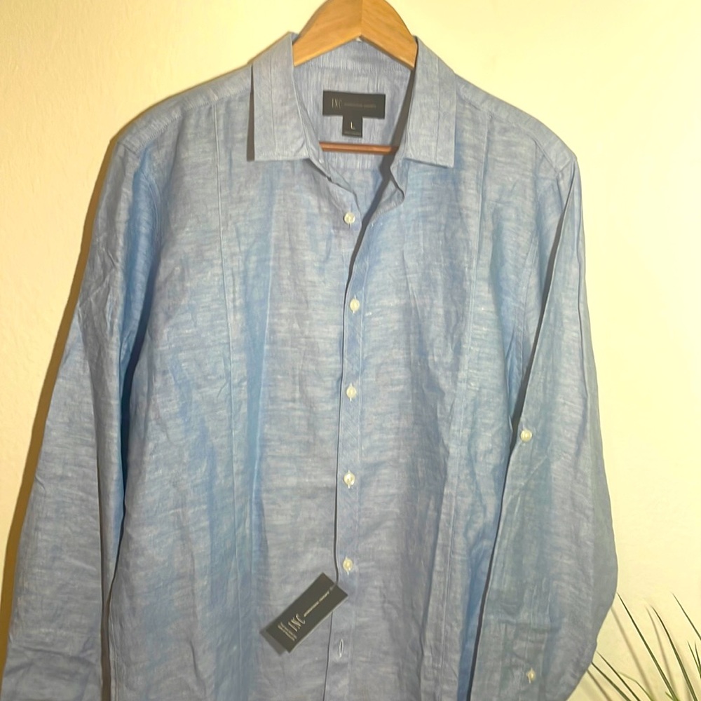 INC men’s baby blue Large linen shirt